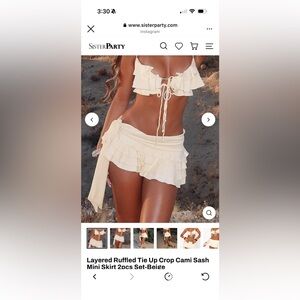 Cream Ruffled Skirt Set